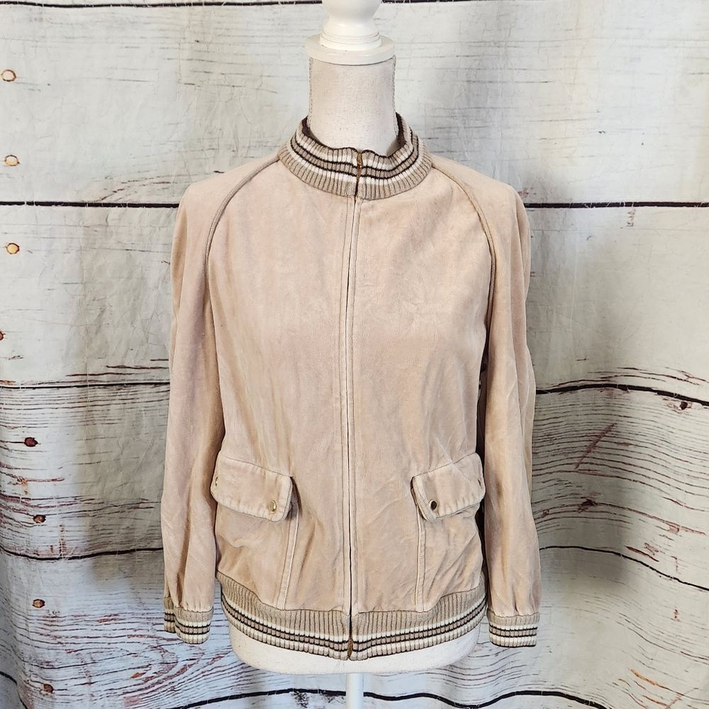 St. John Sport Track Style Velour Jacket Size Medium
